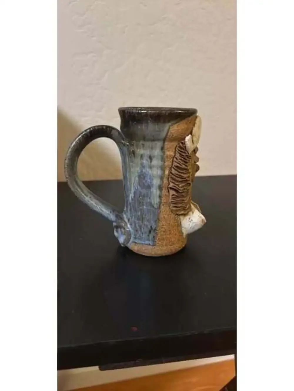 Signed AP Hand-Thrown Pottery Mug with Sculpted Female Figure